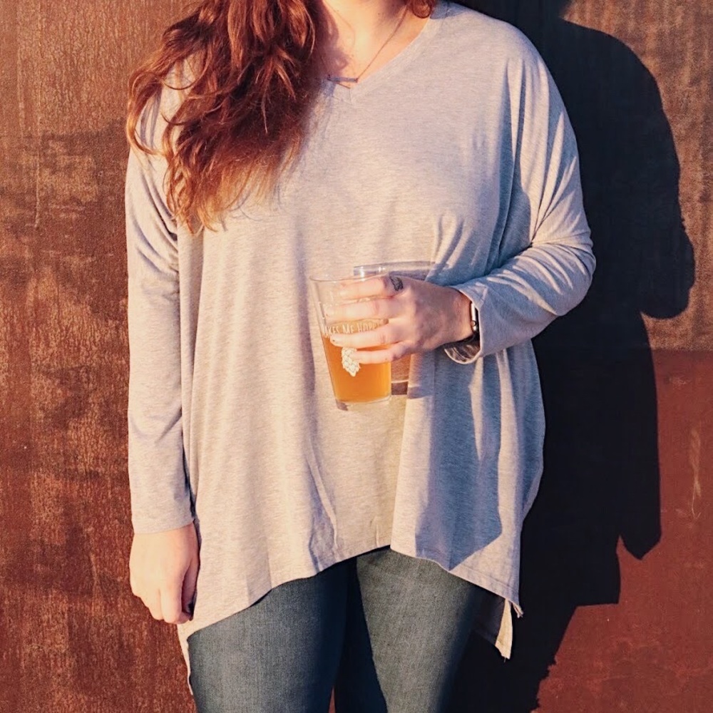 Grey v neck top